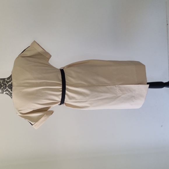 Katies, vintage cream/black panel midi dress, with belt, size 10 - Picture 5 of 7
